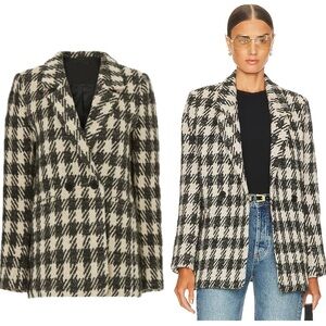 Anine Bing Diana Buffalo Check Blazer jacket coat tan black Sz XXS